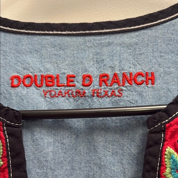 Double D Ranch Blue Cotton Floral Top Size Small Oversized Shirt - Picture 2 of 9